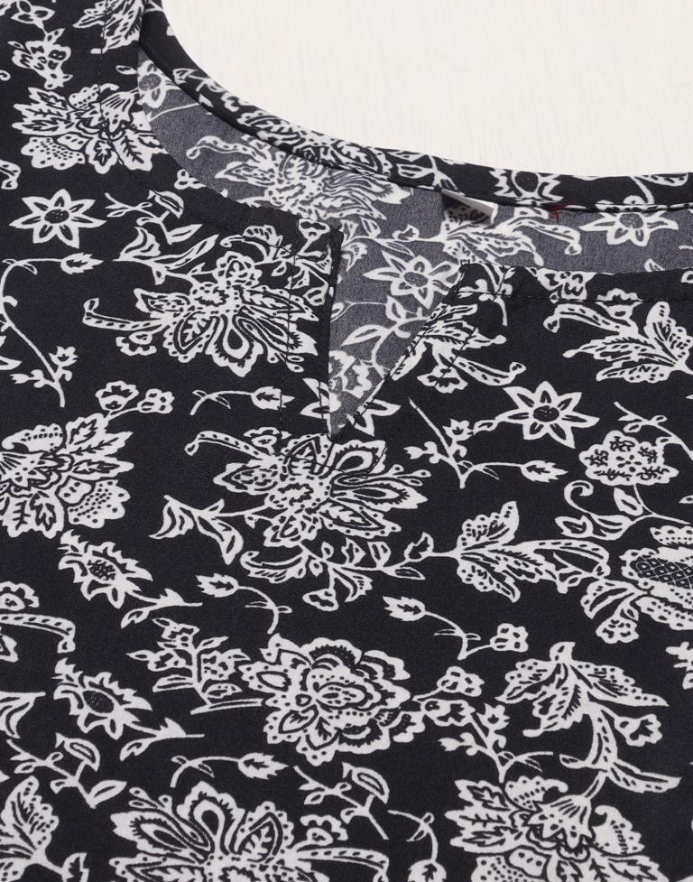 Black And White Floral Printed Top | Leemboodi