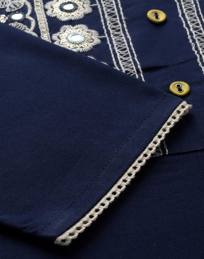 Blue Embroidered Kurti | Leemboodi