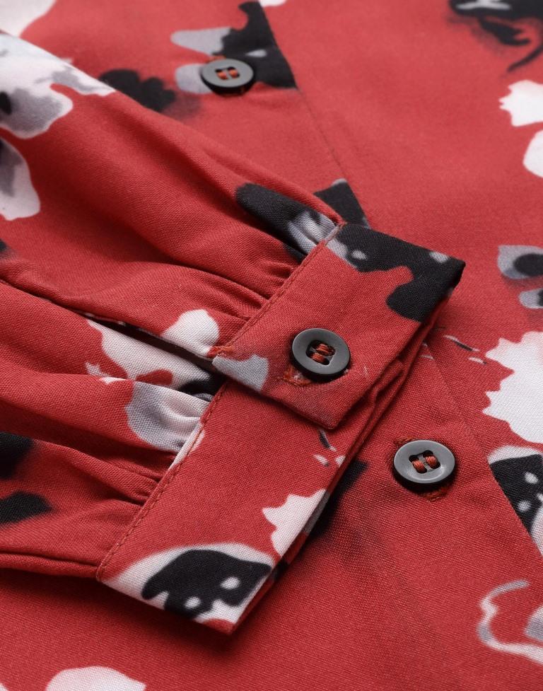 Red Digital Printed Shirt | Leemboodi