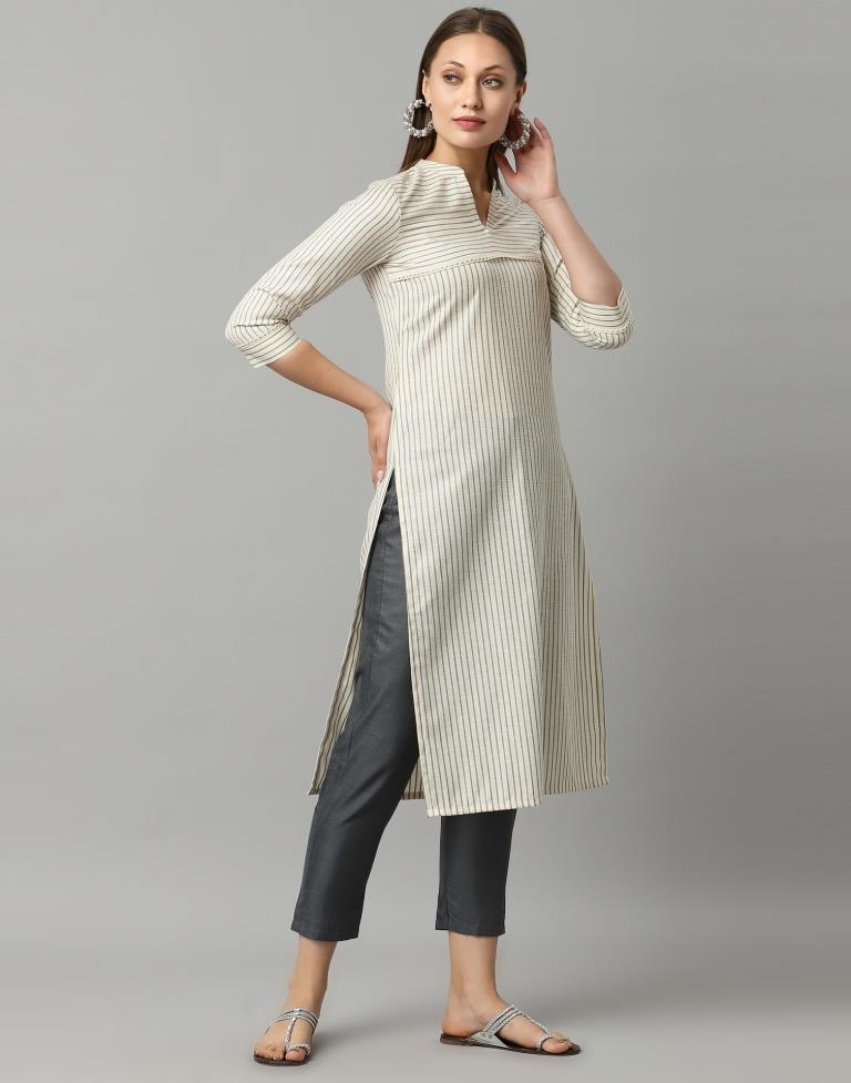 Off White Kurti With Pant | Leemboodi