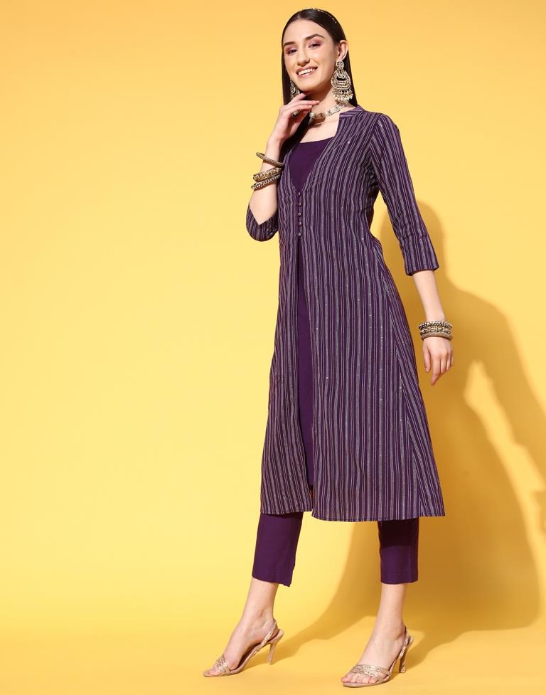 Buy Dark Purple Kurta In Cotton Silk Online - W for Woman