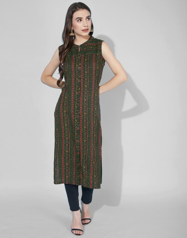 Green Printed Kurti | Leemboodi