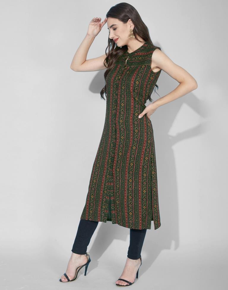 Green Printed Kurti | Leemboodi