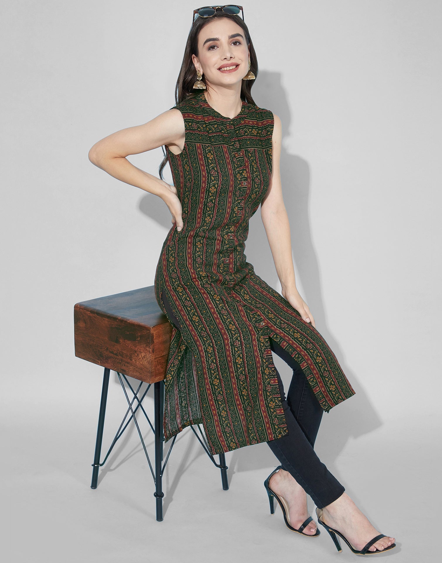 Green Printed Kurti | Leemboodi