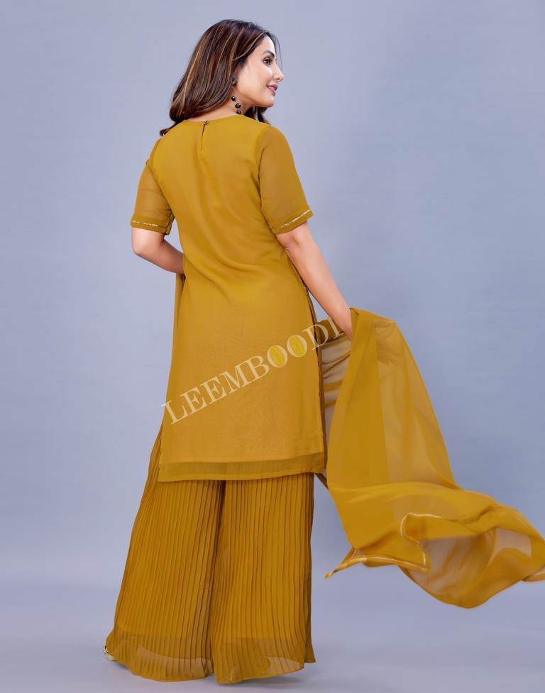 Mustard Kurti With Palazzo And Dupatta | Leemboodi