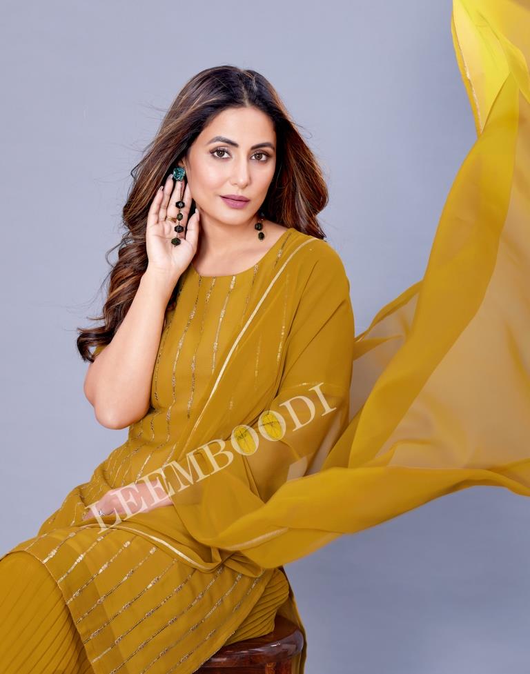 Mustard Kurti With Palazzo And Dupatta | Leemboodi