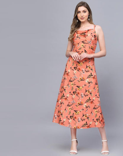 Orange A-Line Dress | Leemboodi