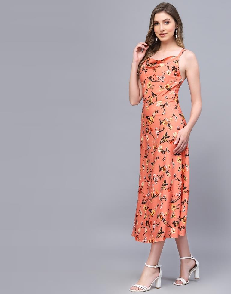Orange A-Line Dress | Leemboodi