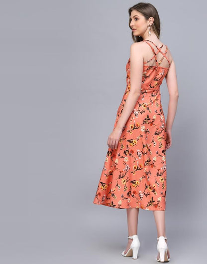 Orange A-Line Dress | Leemboodi