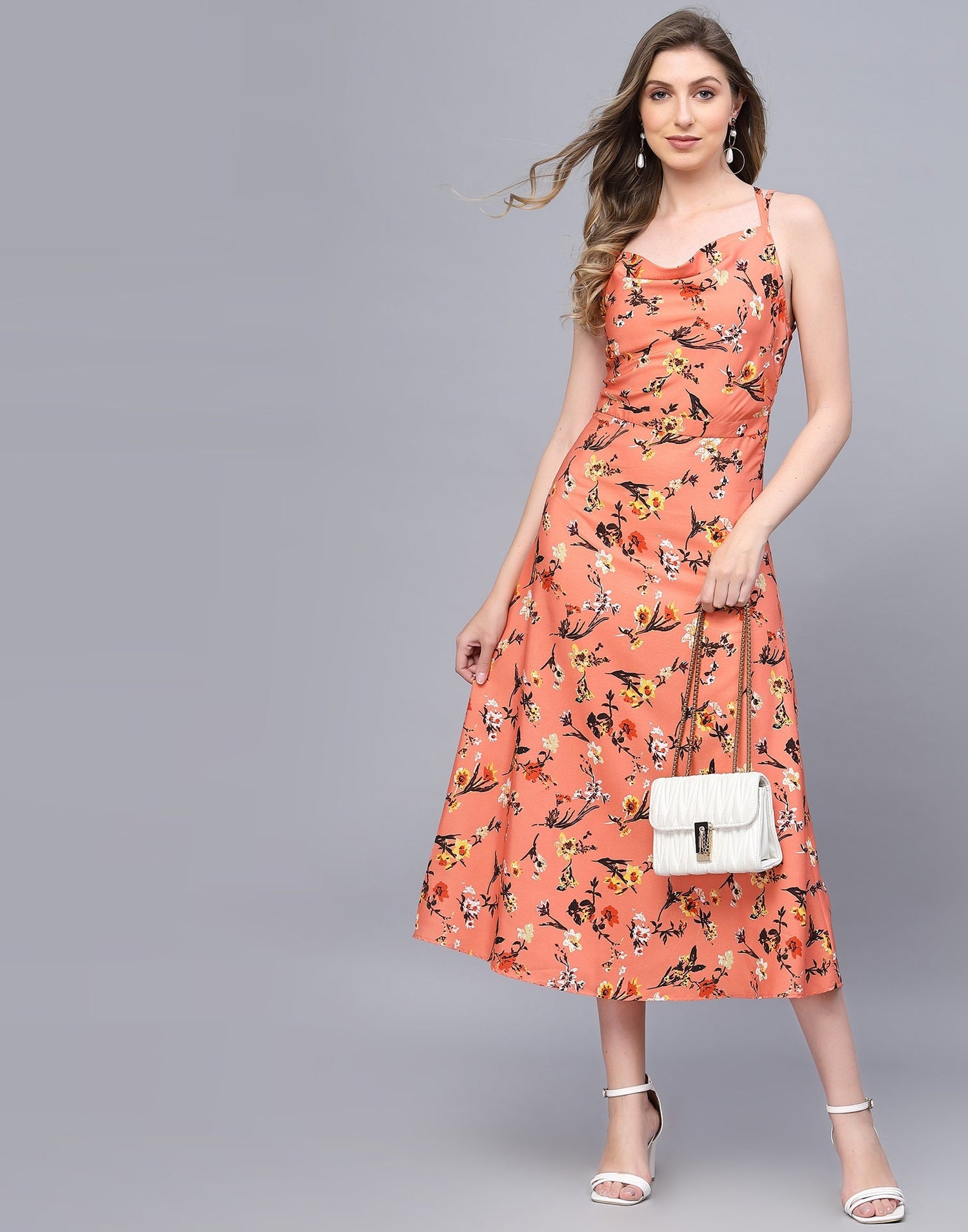 Orange A-Line Dress | Leemboodi