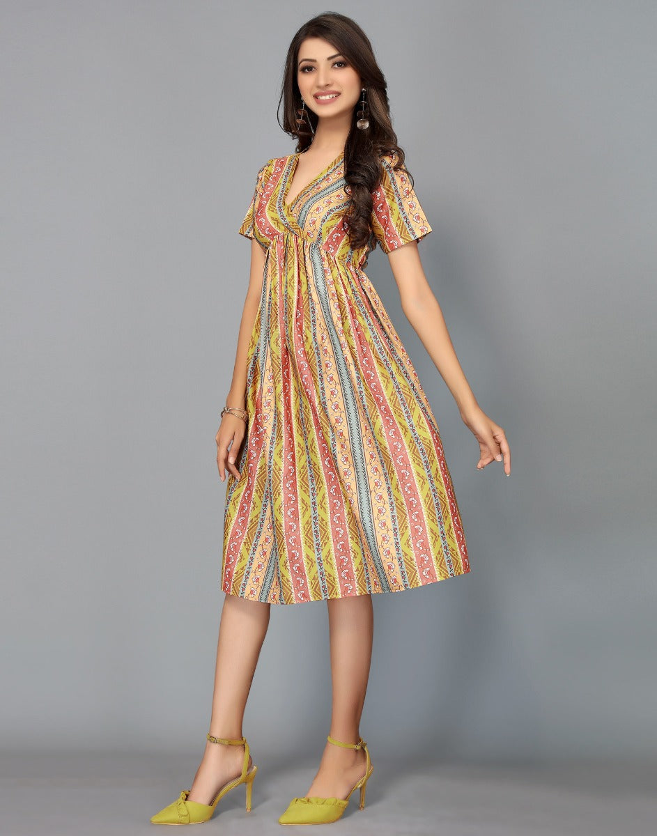Multicoloured Ethnic Dress | Leemboodi