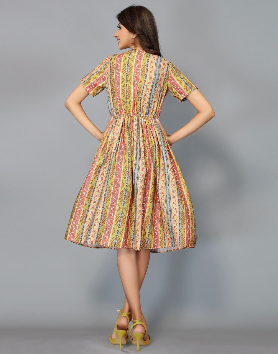 Multicoloured Ethnic Dress | Leemboodi