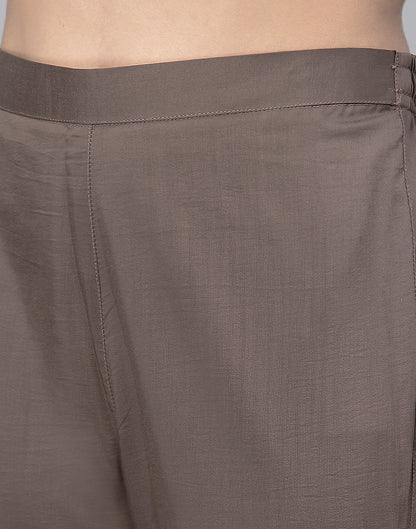 Brown Striped Kurta With Pant Set | Leemboodi