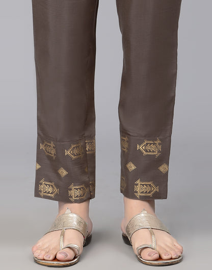 Brown Striped Kurta With Pant Set | Leemboodi