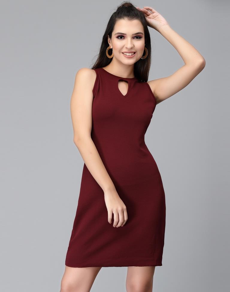 Buy THINK ABOUT ME MAROON BODYCON DRESS for Women Online in India