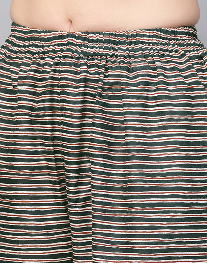 Dark Green Cotton Kurta With Pant Set | Leemboodi