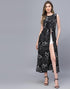 Black Long A-line side slit dress | Leemboodi