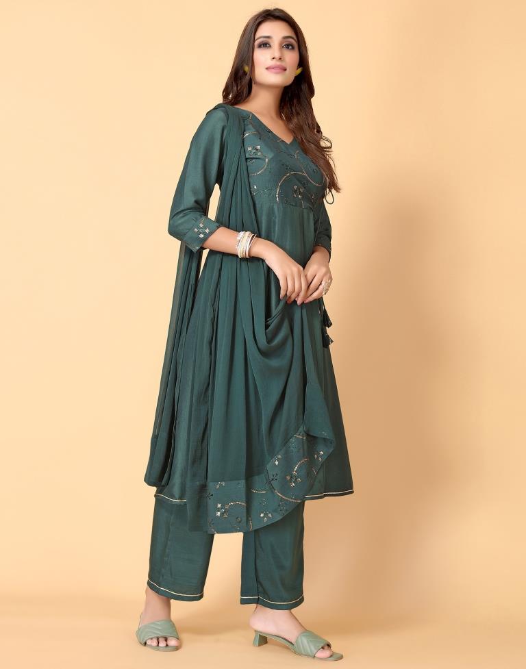 Pastel Sea Green Kurti With Pant And Dupatta | Leemboodi