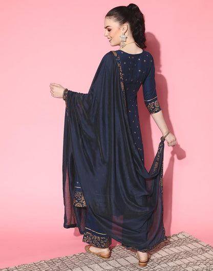 Blue Kurti With Pant And Dupatta | Leemboodi