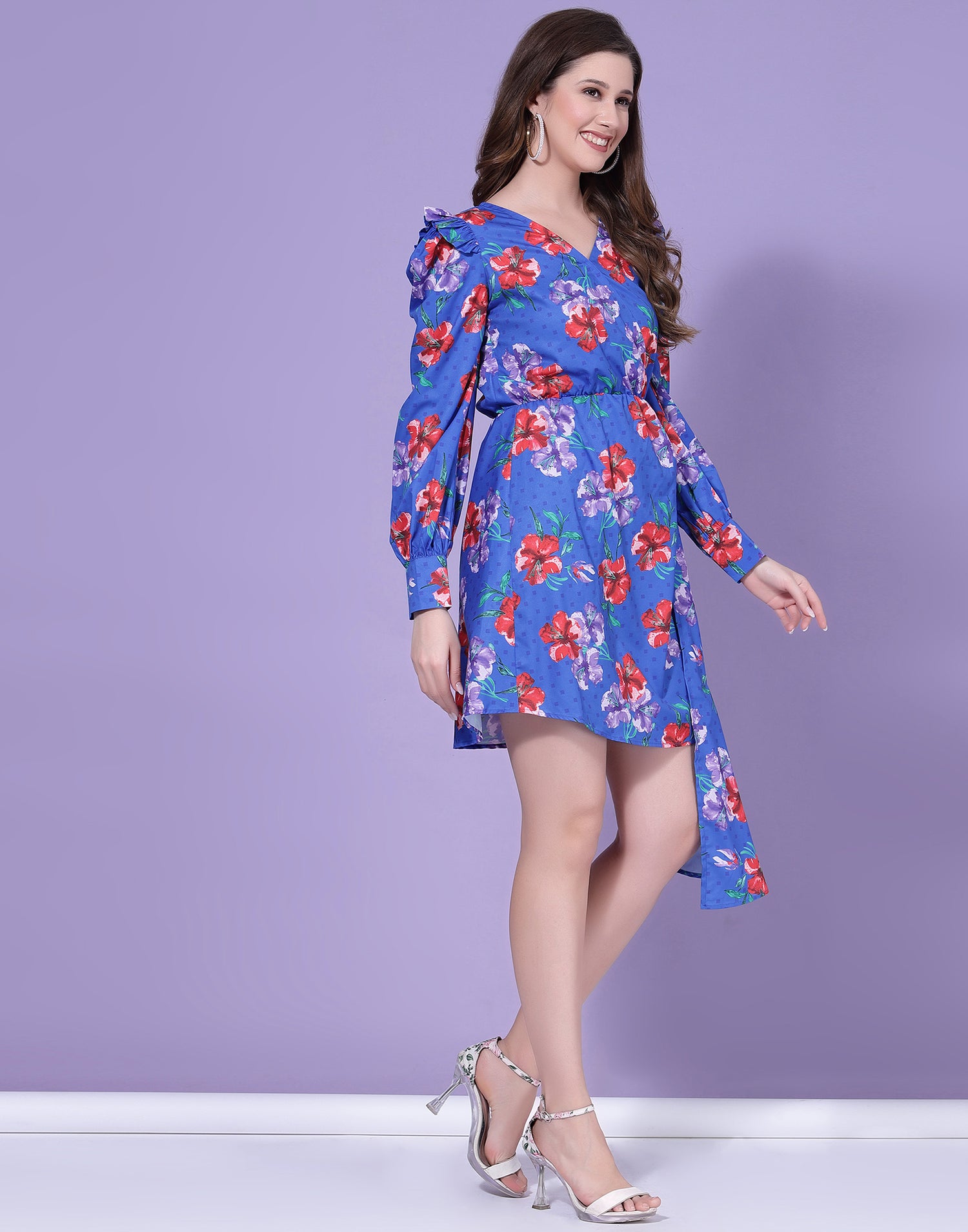 Blue Asymmetric Mini Dress | Leemboodi