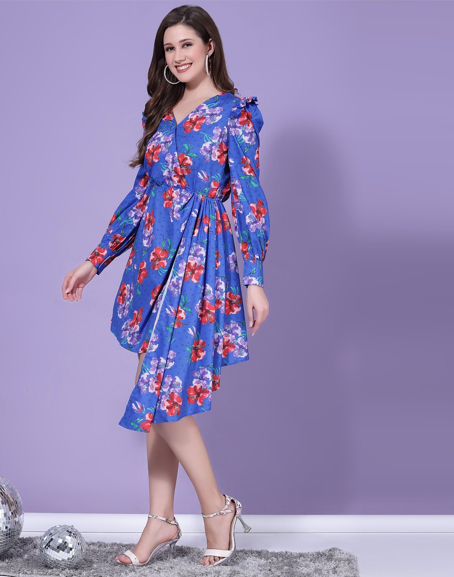 Blue Asymmetric Mini Dress | Leemboodi