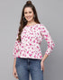 White & Pink Printed Top | Leemboodi