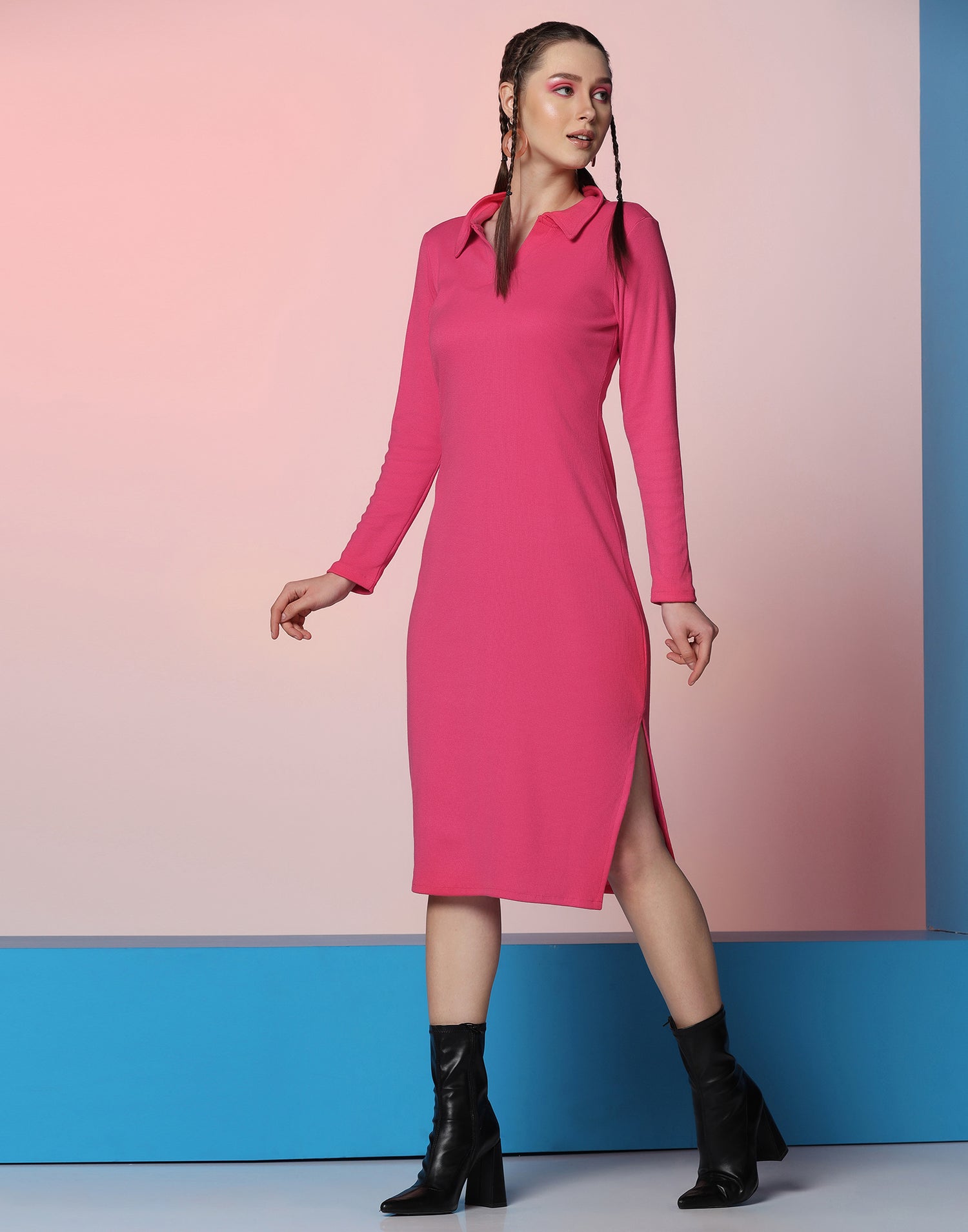 Pink Lycra Bodycon Dress | Leemboodi