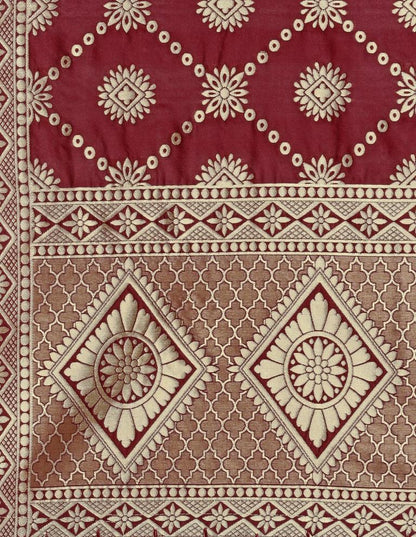 Appealing Maroon Coloured Poly Silk Jacquard Banarasi Dupatta | Leemboodi
