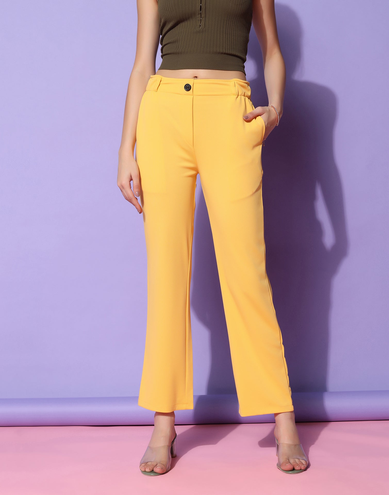 72% OFF on SASSAFRAS Regular Fit Women Yellow Trousers on Flipkart |  PaisaWapas.com