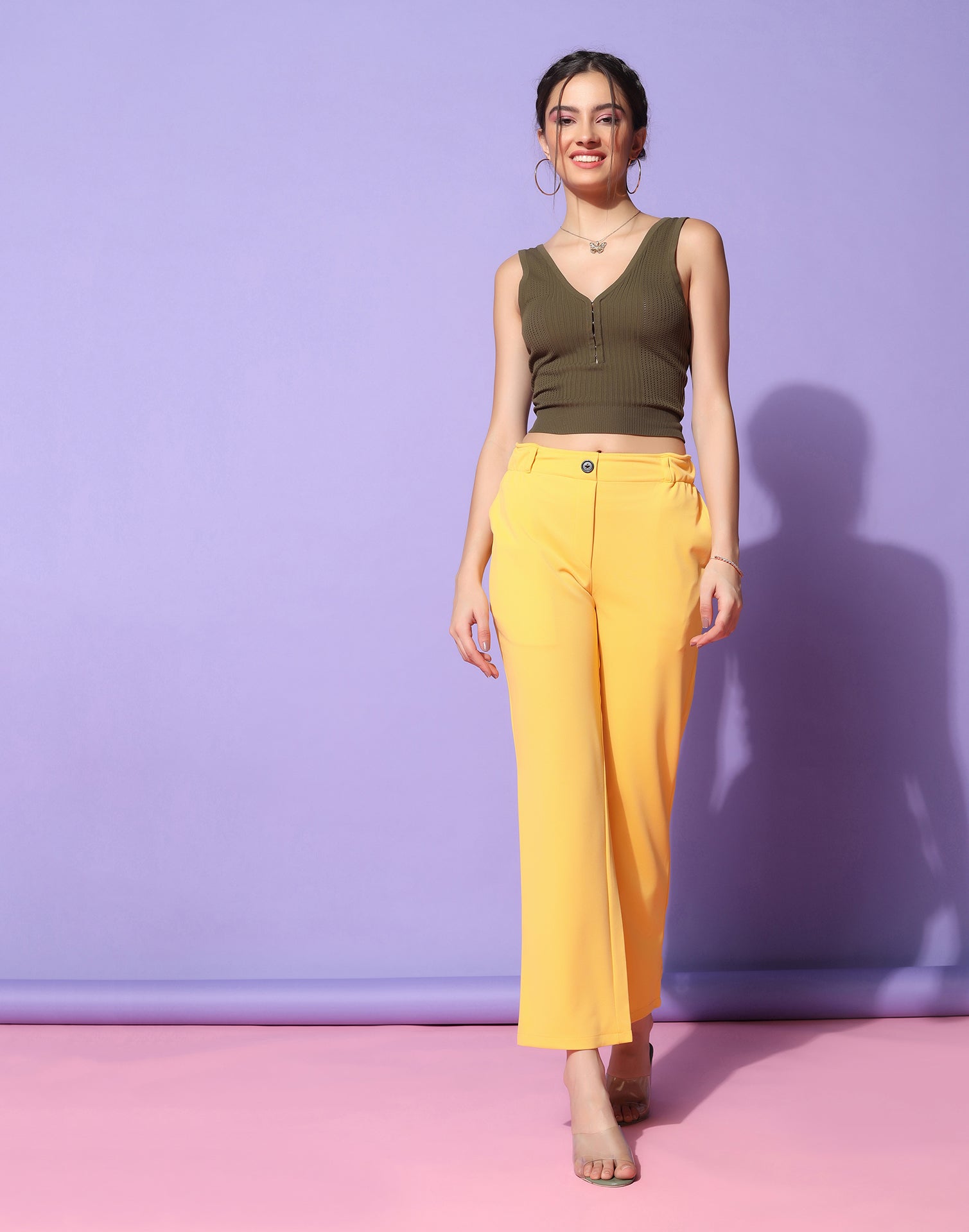 Cyber Yellow Double Twill Lycra Cigarette Pant at Rs 280/piece | Cigarette  Pants in Ahmedabad | ID: 27540861748