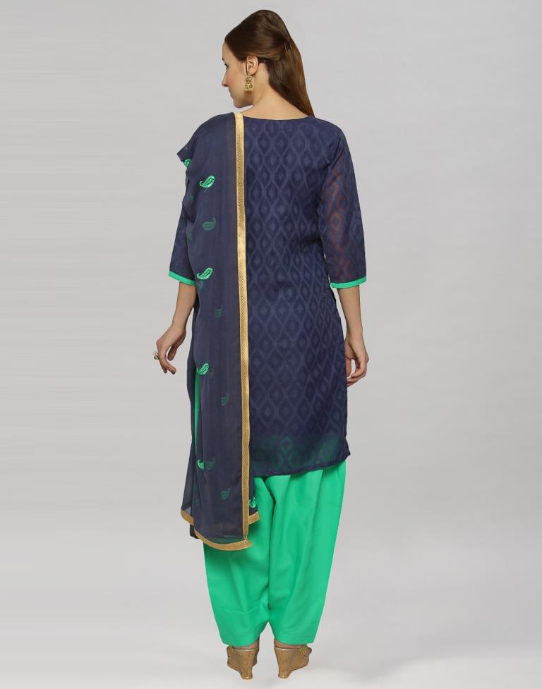 Grey Brasso Cotton Embroidered Unstitched Salwar Suit | Leemboodi