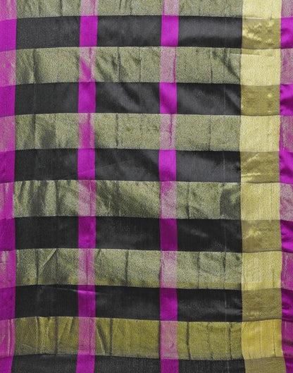 Black Coloured Poly Silk Strips Casual Saree | Leemboodi