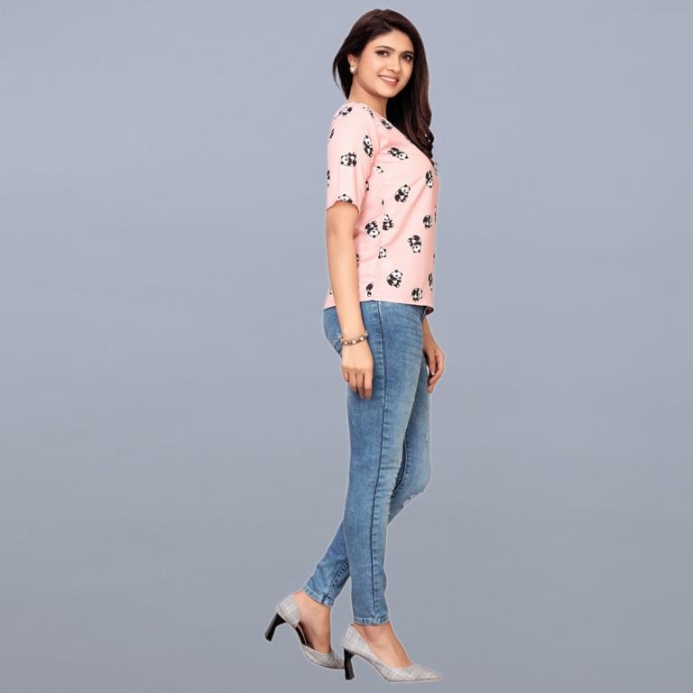 Mind Blowing Pink Coloured Printed Poly Rayon Tops | Leemboodi