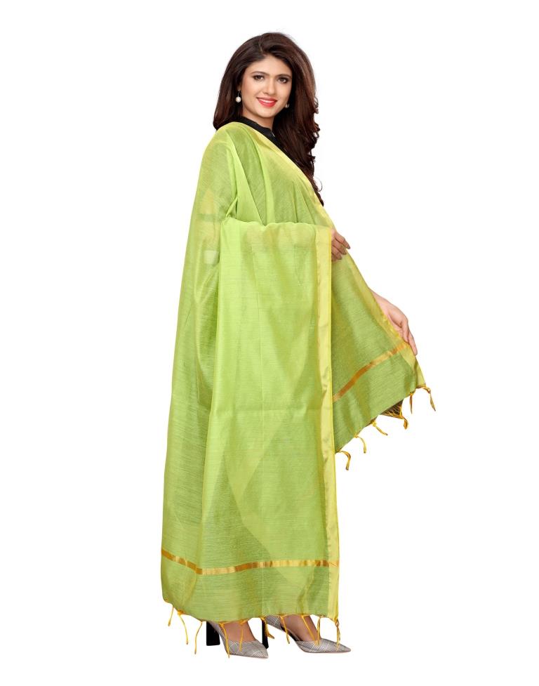 Trendy Green Coloured Cotton Silk Dyed Dupatta | Leemboodi