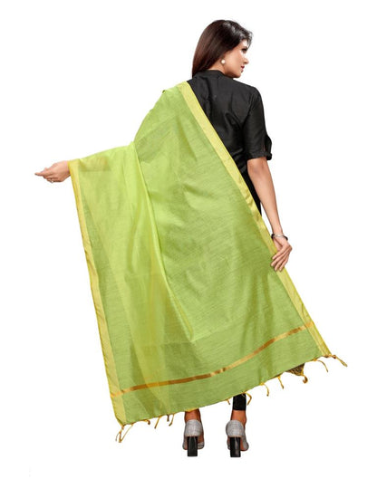 Trendy Green Coloured Cotton Silk Dyed Dupatta | Leemboodi