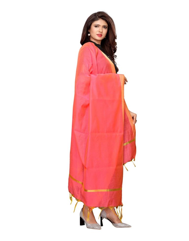 Versatile Pink Coloured Cotton Silk Dyed Dupatta | Leemboodi