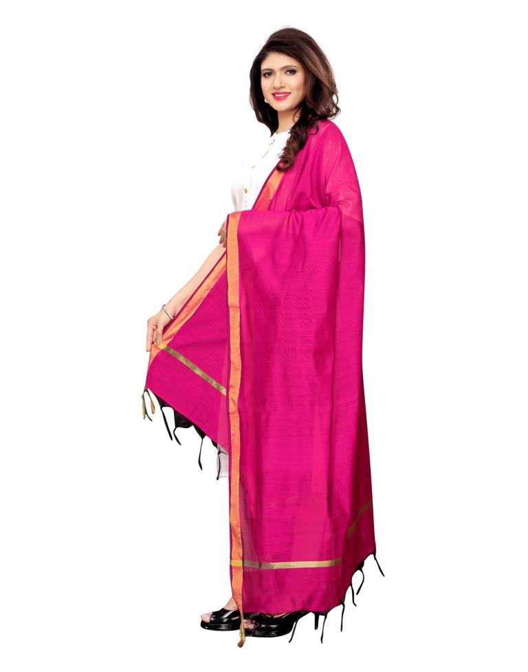 Dynamic Pink Coloured Cotton Silk Dyed Dupatta | Leemboodi