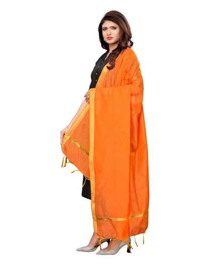 Immaculate Orange Coloured Cotton Silk Dyed Dupatta | Leemboodi