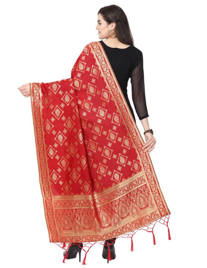 Enticing Red Coloured Poly Silk Jacquard Banarasi Dupatta | Leemboodi