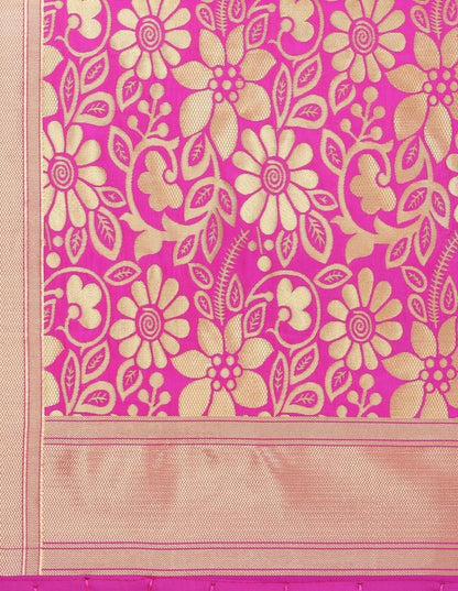 Enchanting Pink Coloured Poly Silk Jacquard Banarasi Dupatta | Leemboodi