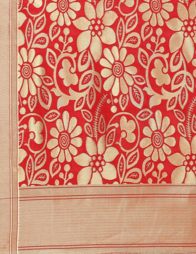 Ethereal Red Coloured Poly Silk Jacquard Banarasi Dupatta | Leemboodi