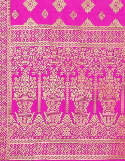 Applaudable Pink Coloured Poly Silk Jacquard Banarasi Dupatta | Leemboodi