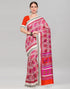 Off White Terylene Saree | Leemboodi