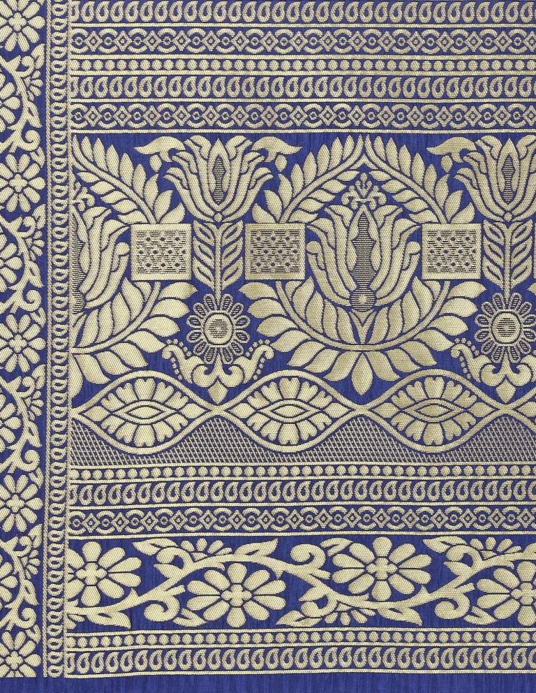Pleasant Navy Blue Coloured Poly Silk Jacquard Banarasi Dupatta | Leemboodi
