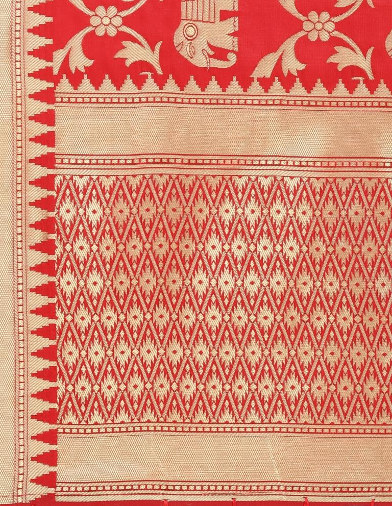 Charismatic Red Coloured Poly Silk Jacquard Banarasi Dupatta | Leemboodi