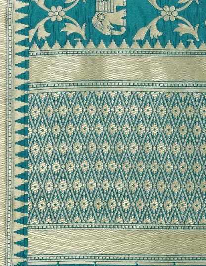 Bewitching Turquoise Coloured Poly Silk Jacquard Banarasi Dupatta | Leemboodi