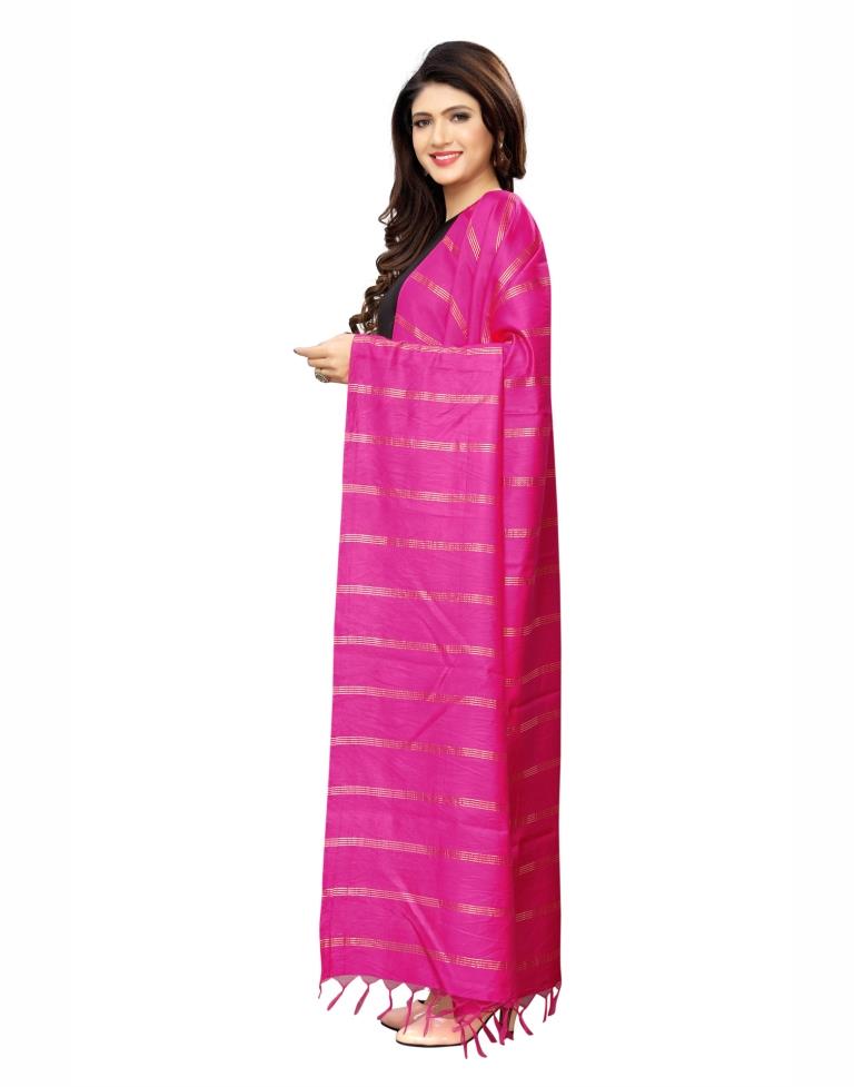 Beautiful Pink Coloured Cotton Silk Zari Woven Dupatta | Leemboodi