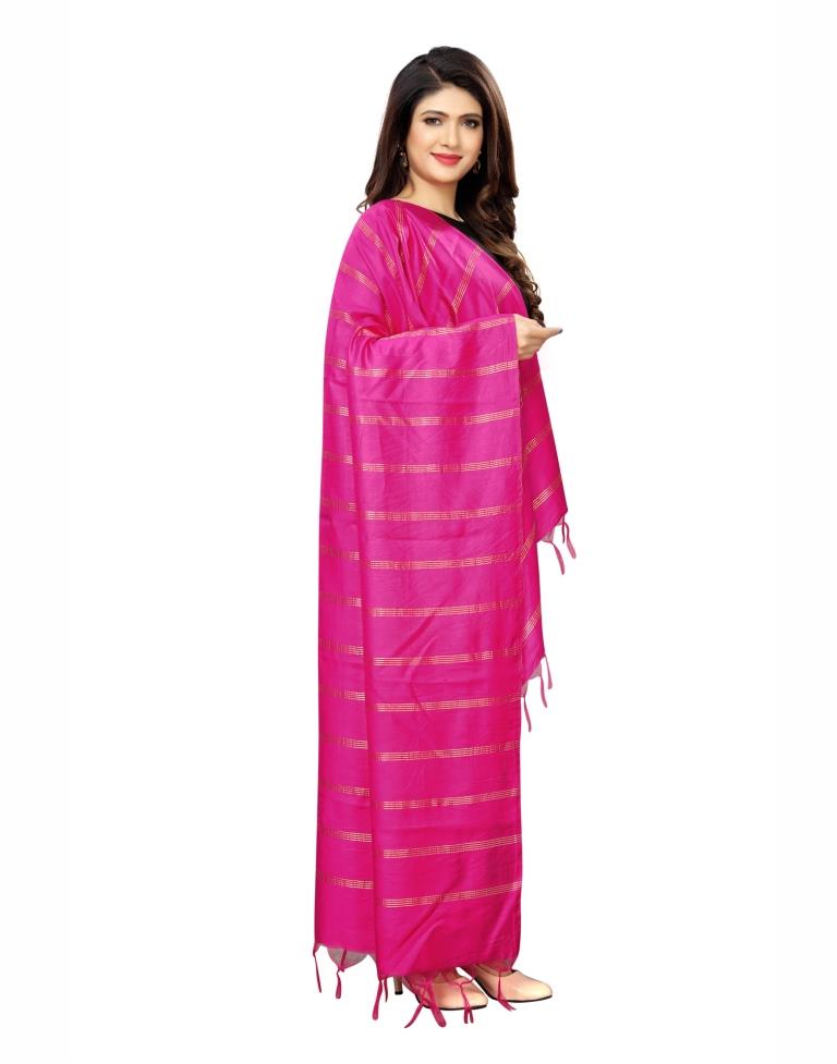 Beautiful Pink Coloured Cotton Silk Zari Woven Dupatta | Leemboodi