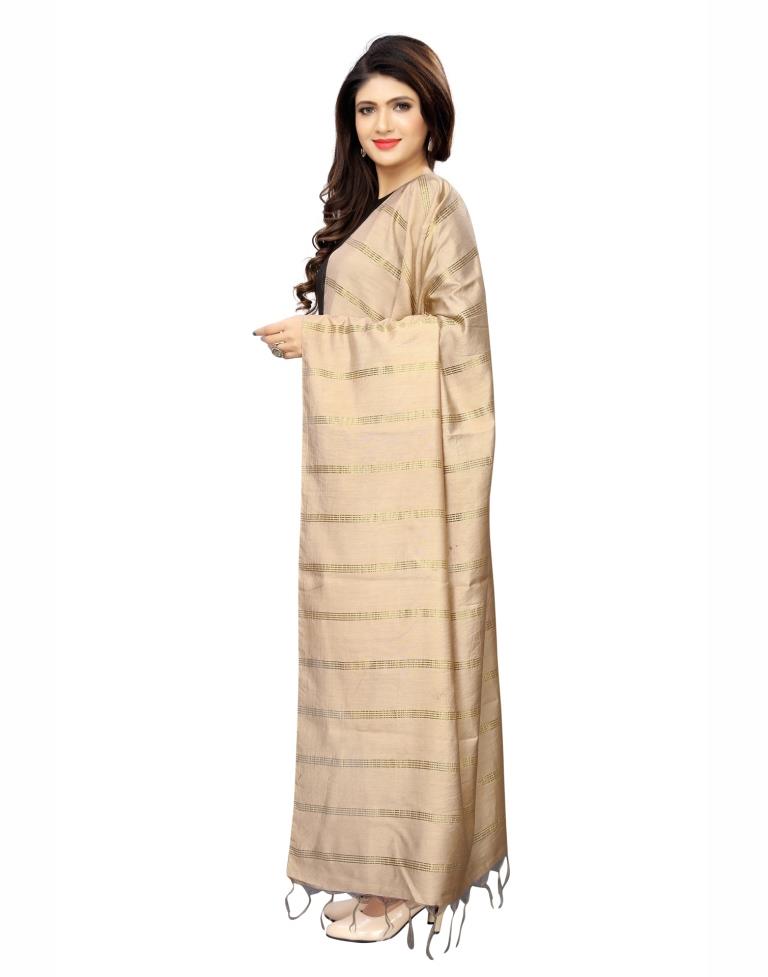 Royal Beige Coloured Cotton Silk Zari Woven Dupatta | Leemboodi