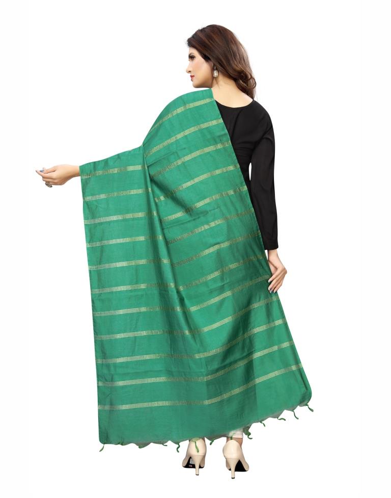 Bedazzling Teal Green Coloured Cotton Silk Zari Woven Dupatta | Leemboodi